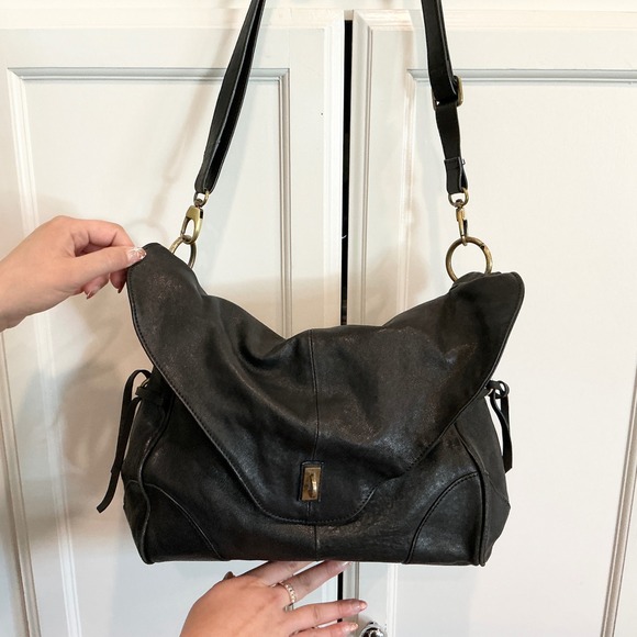 SORAL New York Handbags - SORAL‎ New York Black Leather Convertible Shoulder Handbag